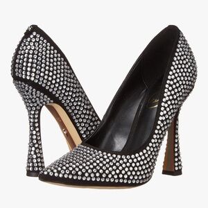 New Sam Edelman Elegant Black Rhinestone Covered Women's Heels
